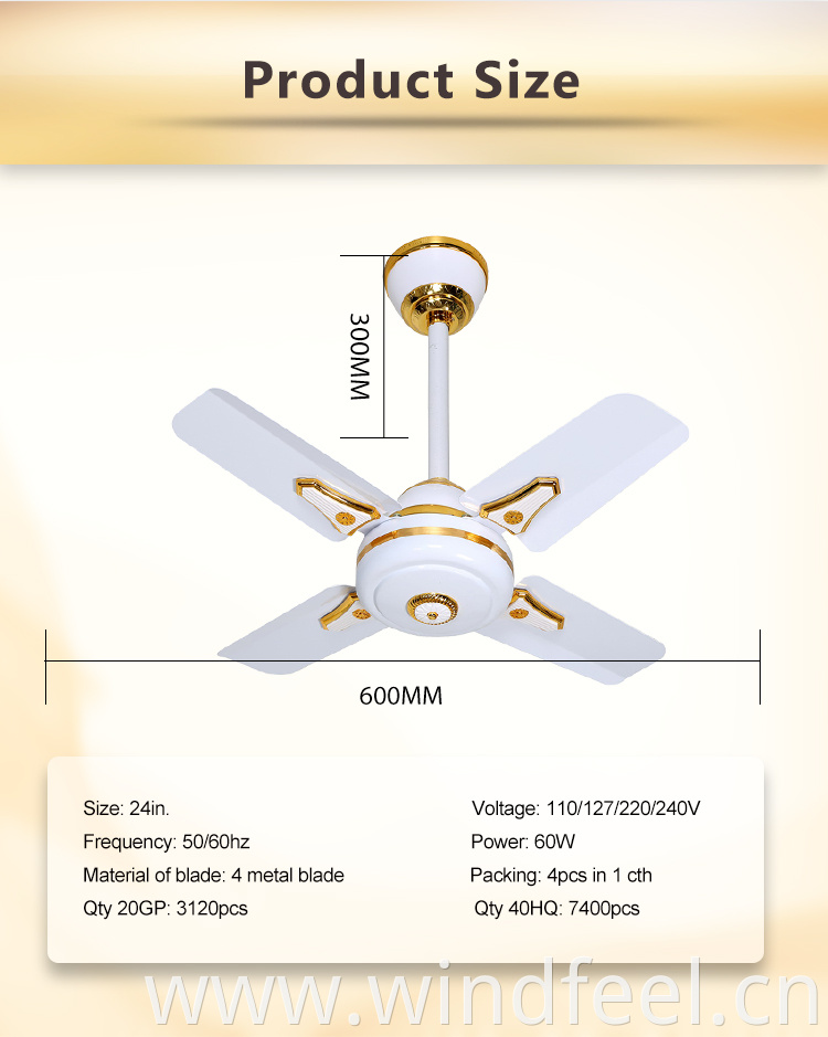 24inch Classical Electrical Ceiling Fan With Copper Motor